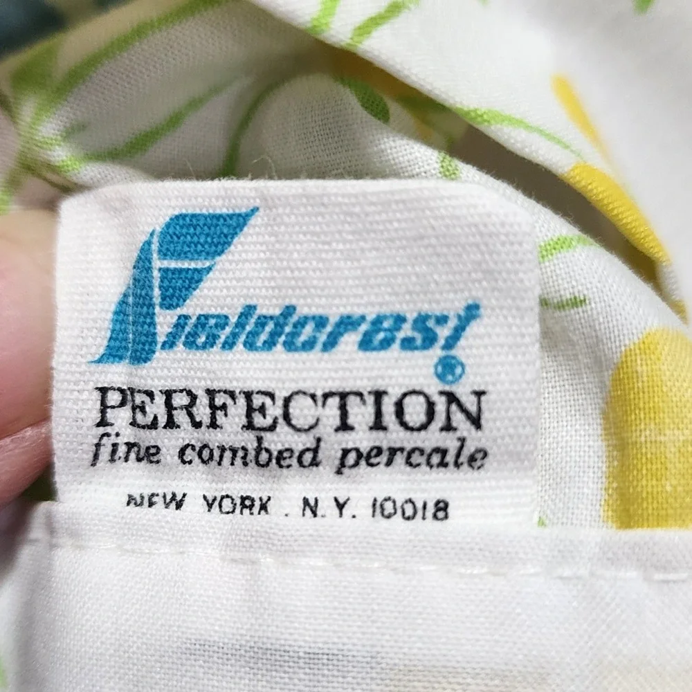 Vintage Fieldcrest Perfection Twin Flat Sheet Wildflower Botanical Floral USA
